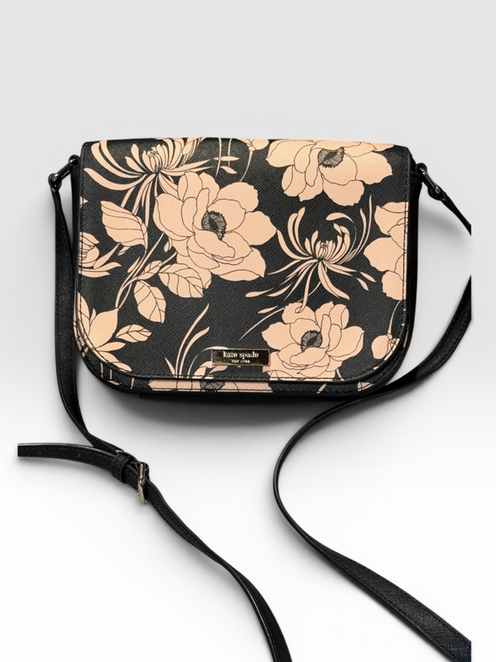 Kate Spade New York Large Carsen Crossbody Bag Black Multi Laurel Way Gardenia
